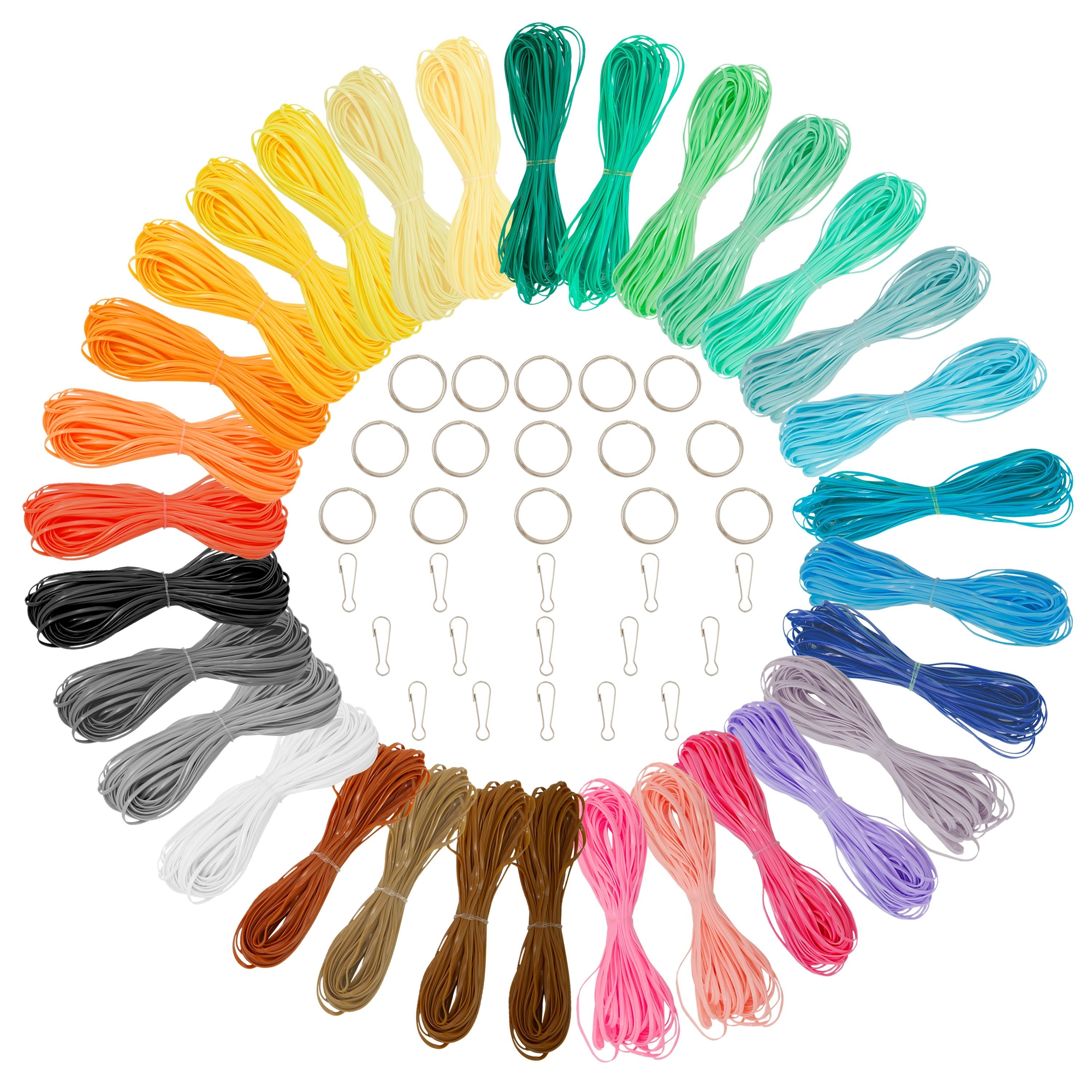 31 Color Lanyard String Kit, Gimp String for Bracelets Boondoggle  Keychains, Plastic Cord with Rings and Hooks (40 Ft Each Roll)